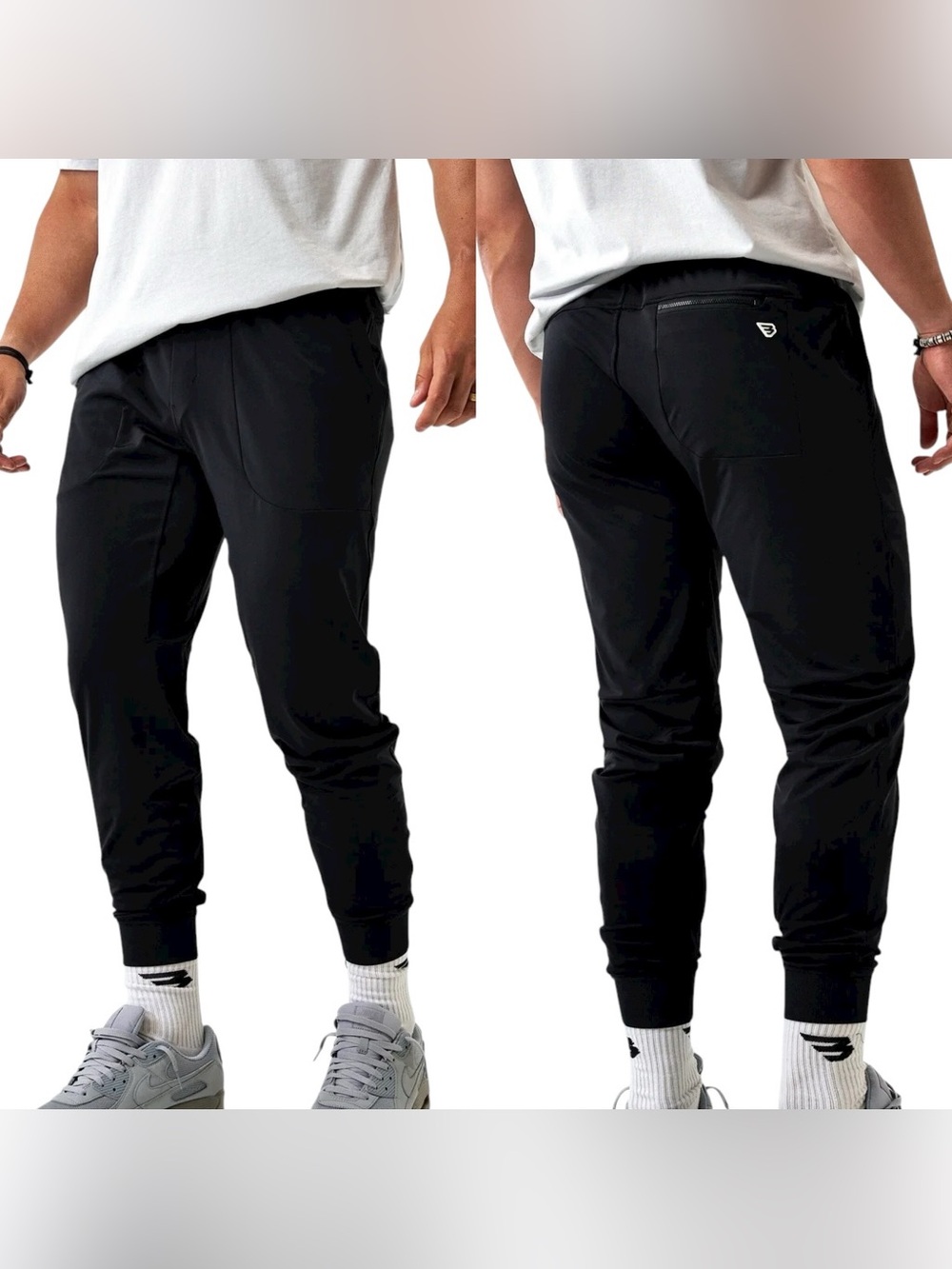 Burlebo Men’s Performance Jogger in Black Athletic Casual Drawstring S EUC